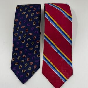 Paul Frederick - Men’s 100% Silk Neck Tie Lot of 2 Italian Silk Made USA
